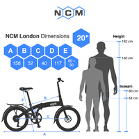 Image of NCM London+ Folding E-Bike, 250W-350W, 36V 19Ah 684Wh Battery [White 20]