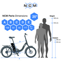Image of NCM Paris+ Folding E-Bike, 250W, 36V 19Ah 684Wh Battery [White 20"]