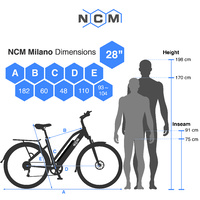 Image of NCM Milano Plus Trekking E-Bike, City-Bike, 250W-500W, 48V 16Ah 768Wh Battery [White 28]