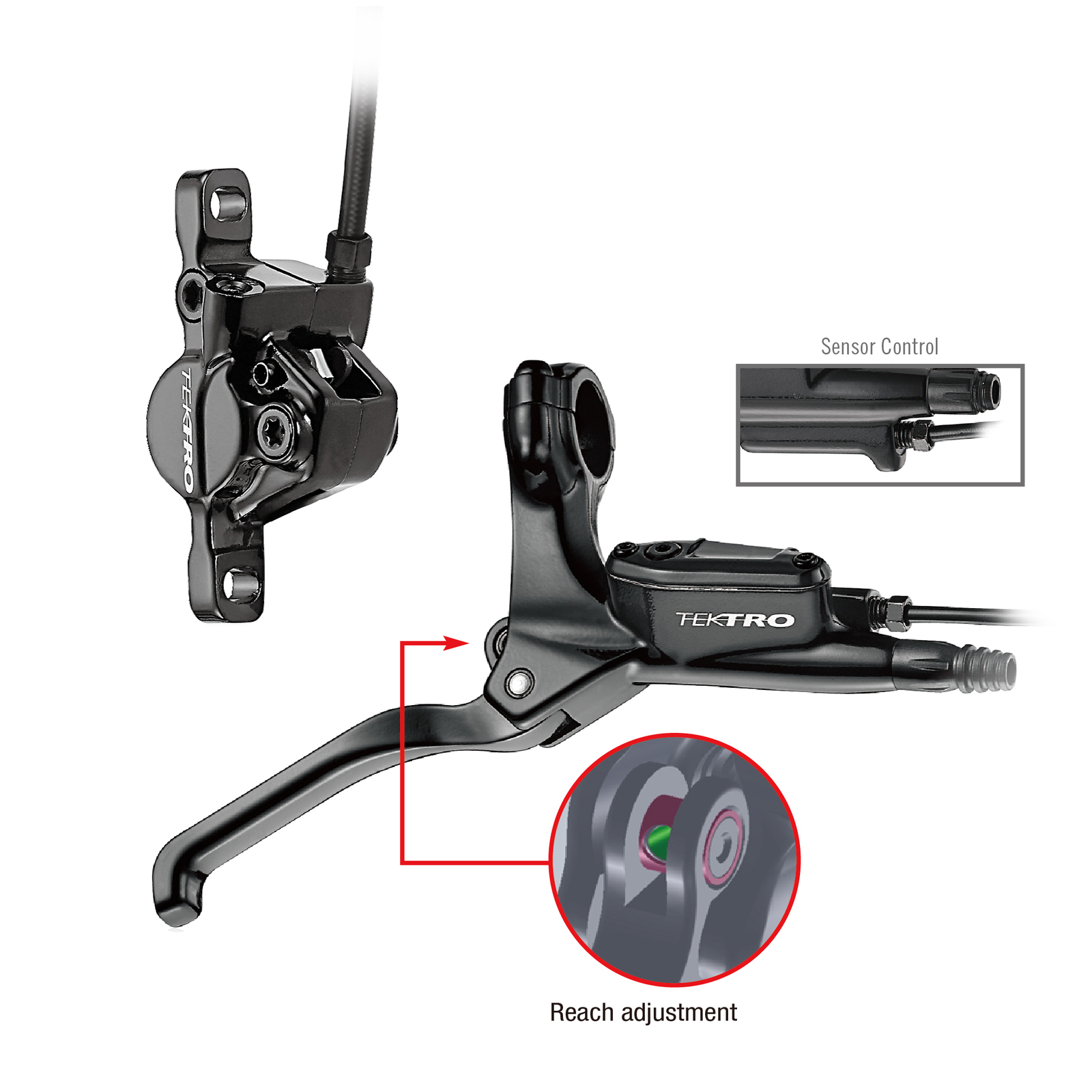 TEKTRO HD-E350 E-Bike Disc Brake Dual Piston Caliper w/Sensor