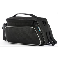 Ride Support Rack top Bag 10L, Main pocket, 2 side zippered pockets, water bottle pocket, L34/W15/H16cm ,velcro attach, Black