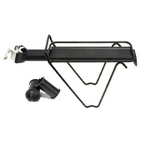 CARRIER Rear Carrier, Seat Post Mounted, Alloy, w/side shape stays, Includes Rubber Shims, BLACK