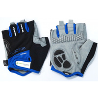 Gloves, Amara Material, Lycra Towel, with GEL PADDING, M, BLACK with Blue trim