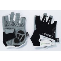 Gloves, Amara Material, Lycra Towel, with GEL PADDING,S, BLACK with White trim