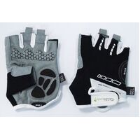 Gloves, Amara Material, Lycra Towel, with GEL PADDING ,XL, BLACK with White trim