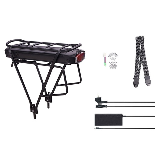 DEHAWK R3S-3613H E-Bike Battery Kit, Bicycle Carrier Conversion kit incl. Charger, Black 36V 13A 468Wh