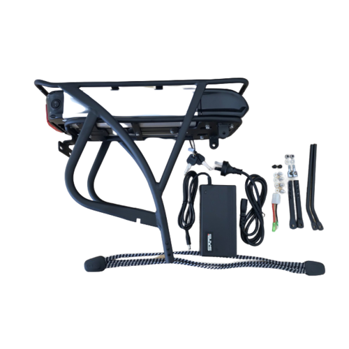 E-Bike, Pedelec 48V 13Ah 624 Wh Battery Conversion Kit + Carrier + Charger [Black]