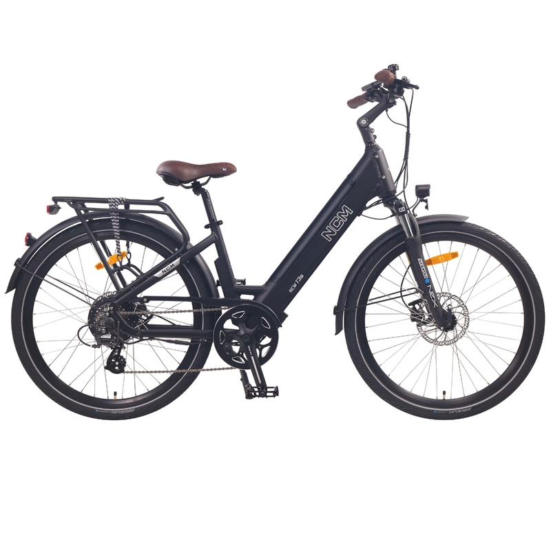 NCM T3S Step-Thru Trekking E-Bike, 250W-500W, 48V 12Ah 576Wh Battery, Hydraulic Brake [Matt Black 26"]