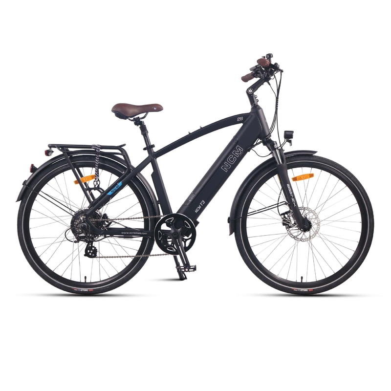 NCM T3 Trekking E-Bike, 250W-500W, 48V 12Ah 576Wh Battery, Hydraulic Brake [Black 28"]