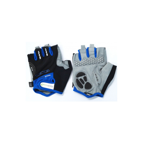 Gloves, Amara Material, Lycra Towel, with GEL PADDING, L, BLACK with Blue trim