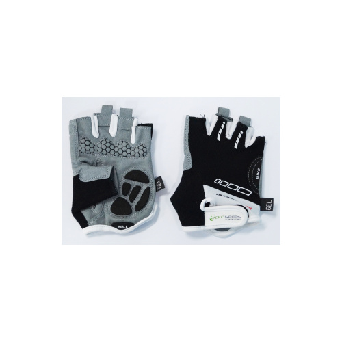Gloves, Amara Material, Lycra Towel, with GEL PADDING,S, BLACK with White trim